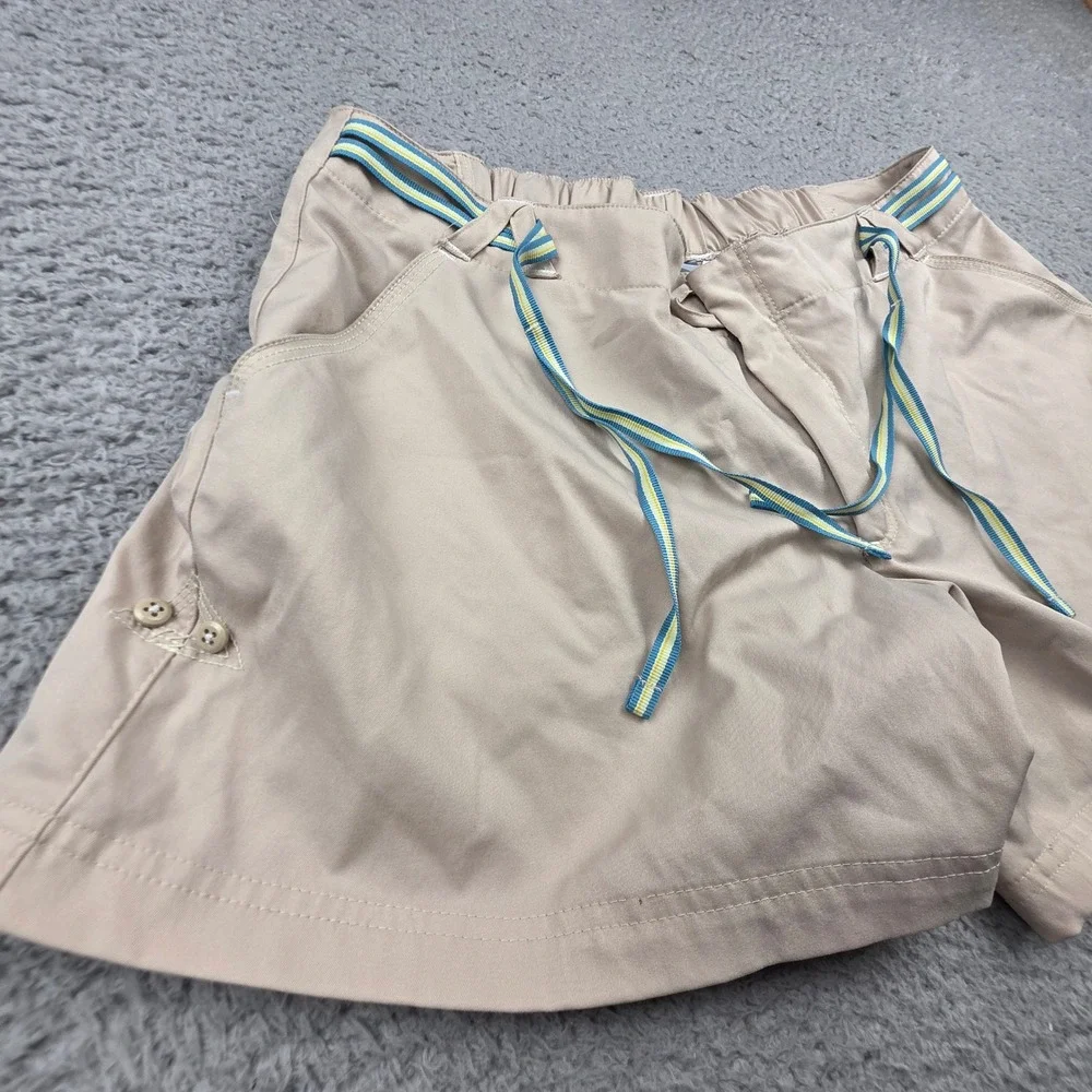 Nike Ribnon Belt Shorts Women Large Tan Beige Lightweight Golf Tennis Gorpcore‎